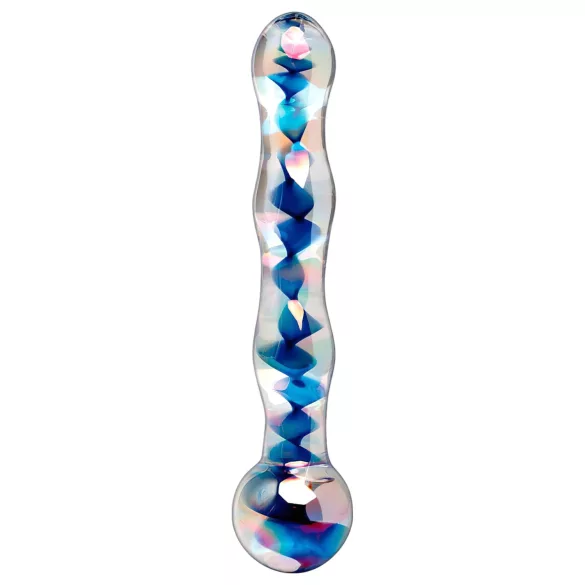 Icicles No. 08 - dubbelzijdige glazen dildo - golvend - transparant/blauw