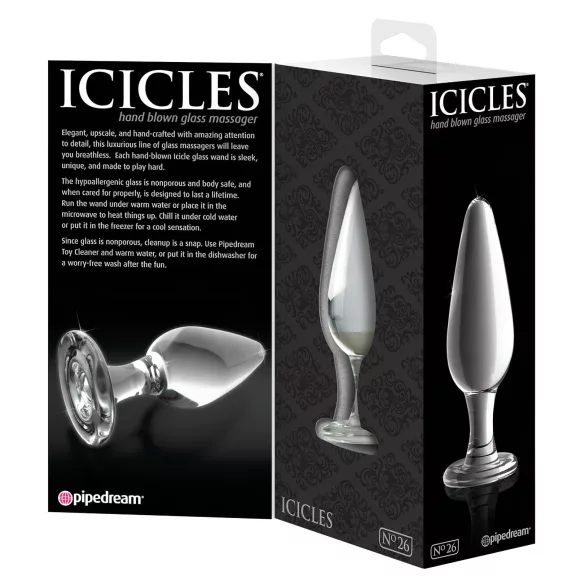 Icicles No. 26 - anaal plug - kegelvormig - glas - transparant
