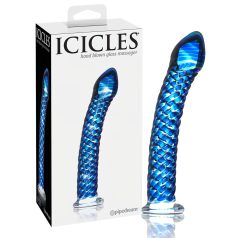 Icicles No. 29 - spiraalvormige glazen dildo (blauw)