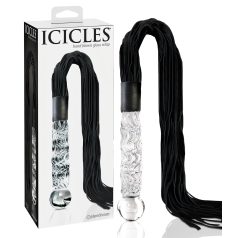   Icicles No. 38 - leren zweep en glazen dildo (transparant-zwart)