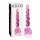 Icicles No. 43 - glazen dildo met noppen en hartjes - roze