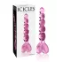 Icicles No. 43 - glazen dildo met noppen en hartjes - roze