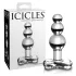 Icicles No. 47 - glazen buttplug met drie kralen - transparant