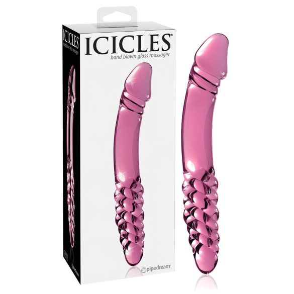 Icicles No. 57 - Roze dubbelzijdige glazen dildo met penismotief
