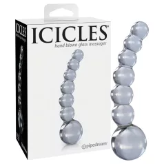   Icicles No. 66 - glazen dildo - gebogen met bolletjes - transparant