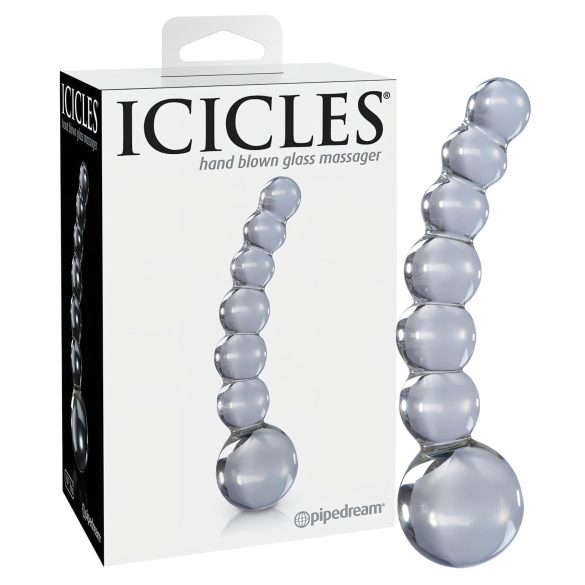 Icicles No. 66 - glazen dildo - gebogen met bolletjes - transparant