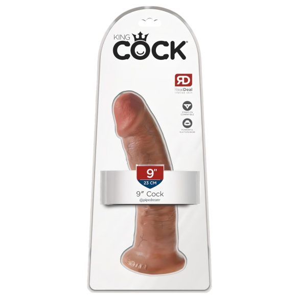 King Cock 9 - zuignap dildo (23cm) - donker natuurlijk