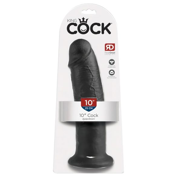 King Cock 10 - zuignap dildo (25 cm) - zwart