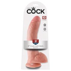   King Cock 9 - grote dildo met zuignap en ballen (23cm) - natuurkleur