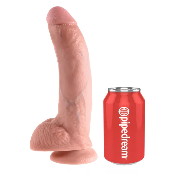 King Cock 9 - grote dildo met zuignap en ballen (23 cm, huidskleur)