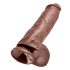 King Cock 11 - grote dildo met zuignap en ballen (28 cm) - bruin