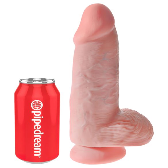 King Cock - realistische dildo met zuignap en ballen - 23cm - huidskleur