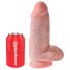 King Cock 9 Chubby - zuignap dildo met ballen (23cm) - naturel