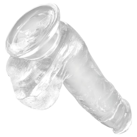 King Cock Clear 6 - dildo met zuignap en ballen - transparant 15cm