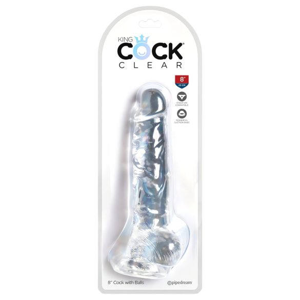 King Cock Clear 8 - zuignap dildo met testikels (20cm)