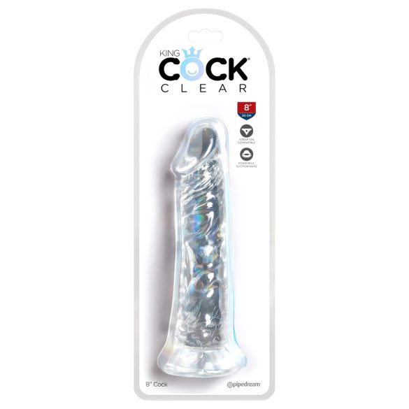 King Cock Clear 8 - zuignap dildo, groot formaat (20 cm)
