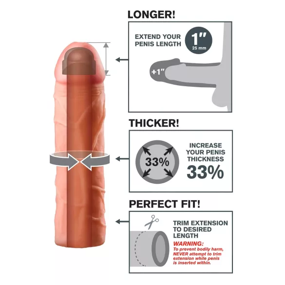 Pipedream - X-TENSION Perfect 1 - levensechte penishuls (17,7 cm, naturel)