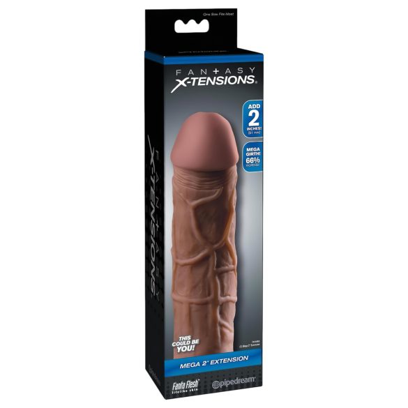 X-TENSION Mega 2 - realistische penismantel - 20,3 cm - donker huidskleur