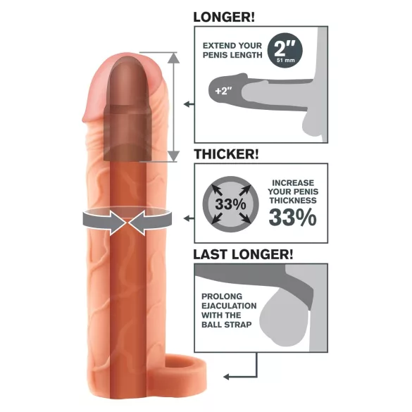 Pipedream X-TENSION Perfect 2 - penishoes met zaadring (19 cm, huidskleur)