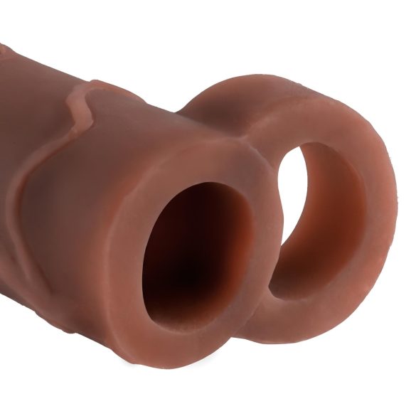 X-TENSION Perfect 2 - penis sleeve met ring - 19cm - donker huidskleur