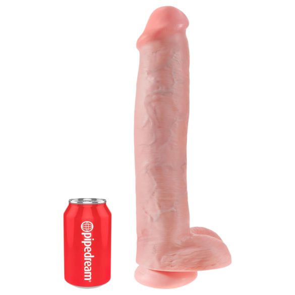 King Cock 15 - zuignap, met ballen dildo (38cm) - naturel