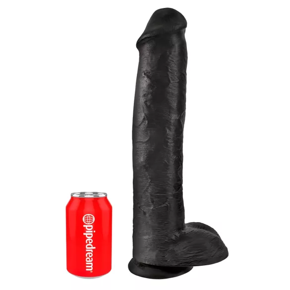 King Cock 15 - dildo met zuignap en ballen - zwart - 38cm
