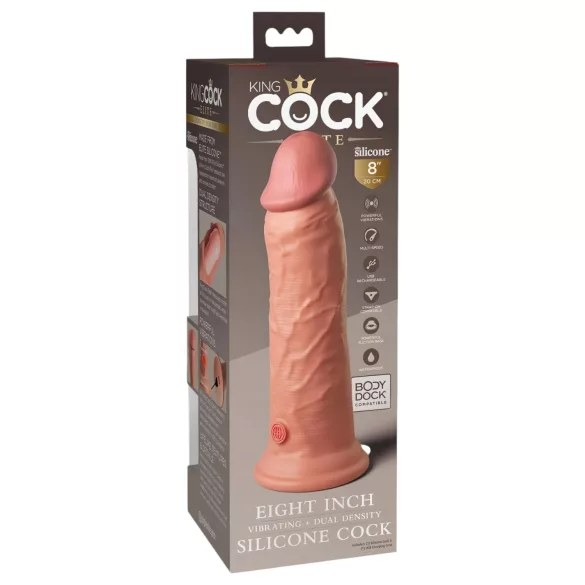 King Cock Elite 8 - dildo met zuignap en vibrator - 20 cm - huidskleur