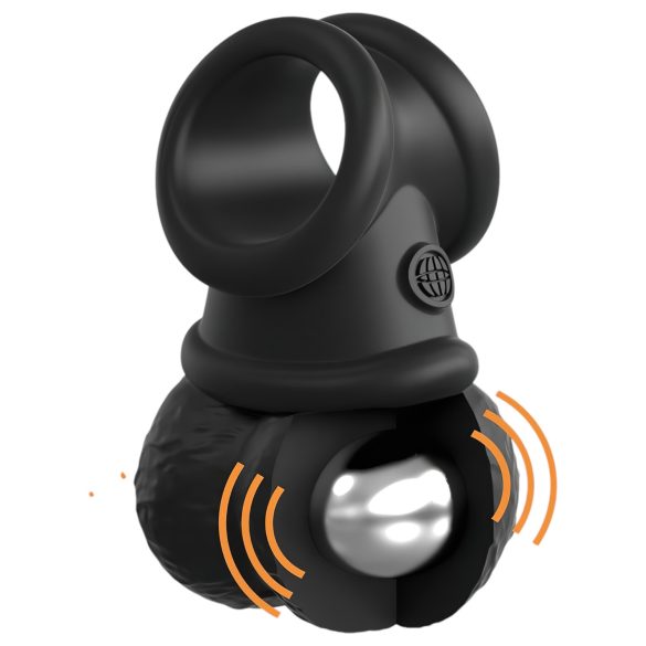 King Cock Crown Jewels - vibrerende penring (zwart)