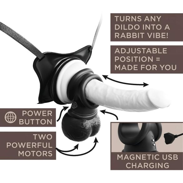 King Cock Crown Jewels - vibrerende penring (zwart)