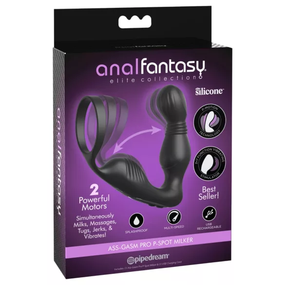Pipedream Anal Fantasy Elite - prostaatvibrator met penisring (zwart)