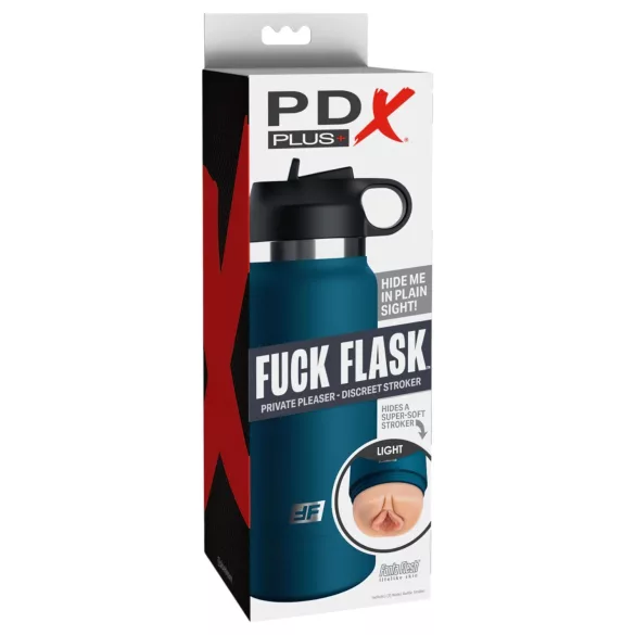 PDX - Fuck Flask Private Pleaser - kunstvagina in drinkfles (blauw-naturel)