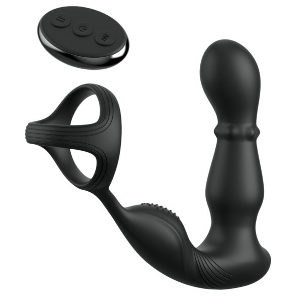Anal Fantasy Ass-Gasm - roterende anaalvibrator met penisring (zwart)