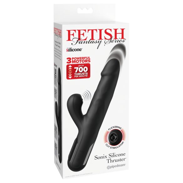 Fetish - thrusting vibrator met 3 motoren - zwart