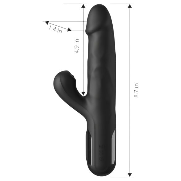 Fetish - thrusting vibrator met 3 motoren - zwart