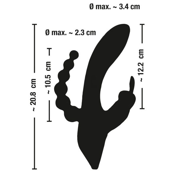 SMILE Triple - oplaadbare, waterdichte 3-voudige vibrator (zwart)