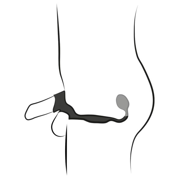 Rebel - penis- en balzakring met anale vibrator (zwart)