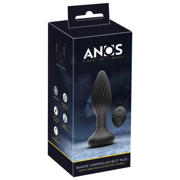 ANOS - anaal vibrator met roterende kralen - zwart