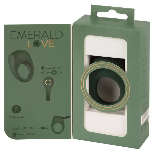 Emerald Love - vibrerende penisring - oplaadbaar en waterdicht - groen