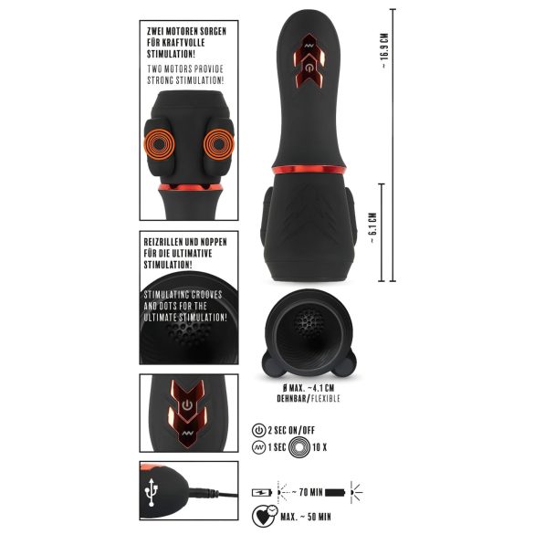 Rebel - penistop vibrator met 2 motoren - oplaadbaar - zwart
