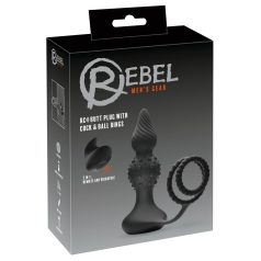 Rebel 2in1 - oplaadbare anale vibrator met penisring (zwart)
