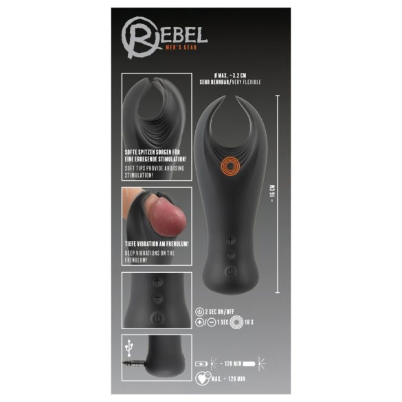 Rebel - vibrerende peniskop vibrator - zwart