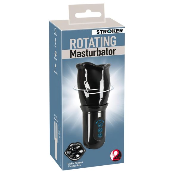 STROKER - masturbator met rotatie - oplaadbaar - zwart