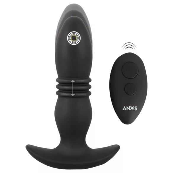 ANOS - anale vibrator met afstandsbediening - duwfunctie - zwart
