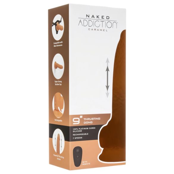 Naked Addiction Thrusting 9 - stotende vibrator - donker (23cm)
