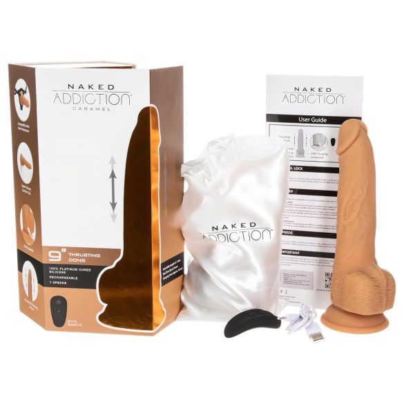 Naked Addiction Thrusting 9 - stoot vibrator - zwart - 23cm