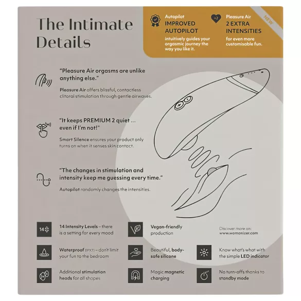 Womanizer Premium 2 - luchtdruk clitorisstimulator - wit