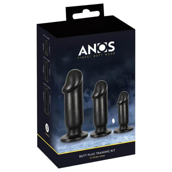 Anos - buttplug set - 3-delig - siliconen - zwart
