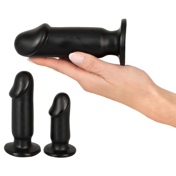 Anos - buttplug set - 3-delig - siliconen - zwart