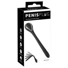 Penisplug Dilator - oplaadbaar, vibrerend (1,1cm) - zwart