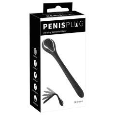   Penisplug-dilator - oplaadbare, vibrerende dilator (1 cm, zwart)